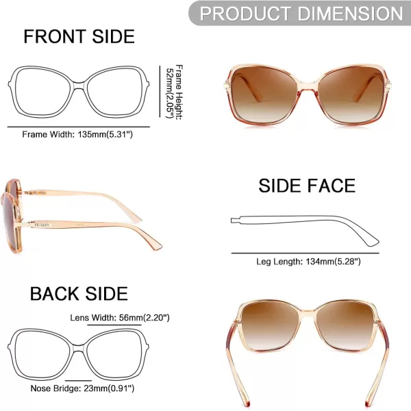 FEISEDY Womens Polarized Sunglasses Trendy Elegant Colored Frame for Ladies UV400 Protection B2760Champagne Frame  Gradual Tea Lens
