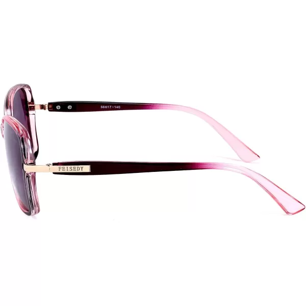 FEISEDY Womens Polarized Sunglasses Trendy Elegant Colored Frame for Ladies UV400 Protection B2760Gradual Purple Pink Frame  Gradual Purple Lens