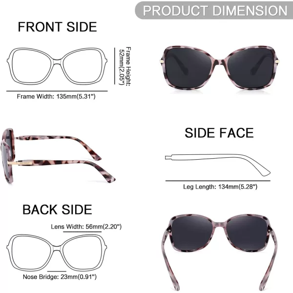 FEISEDY Womens Polarized Sunglasses Trendy Elegant Colored Frame for Ladies UV400 Protection B2760Grey Tortoise Frame  Grey Lens