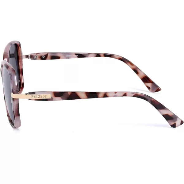 FEISEDY Womens Polarized Sunglasses Trendy Elegant Colored Frame for Ladies UV400 Protection B2760Grey Tortoise Frame  Grey Lens