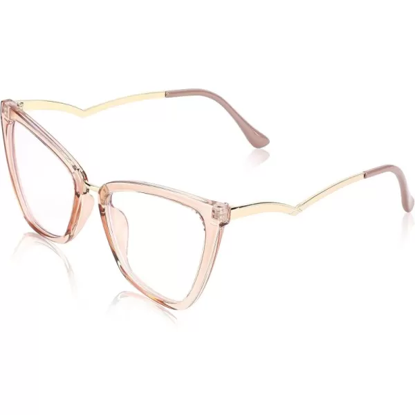 FEISEDY Blue Light Blocking Glasses Computer Glasses Women Men Fashion Cateye Glasses B2914003 Champagne Frame