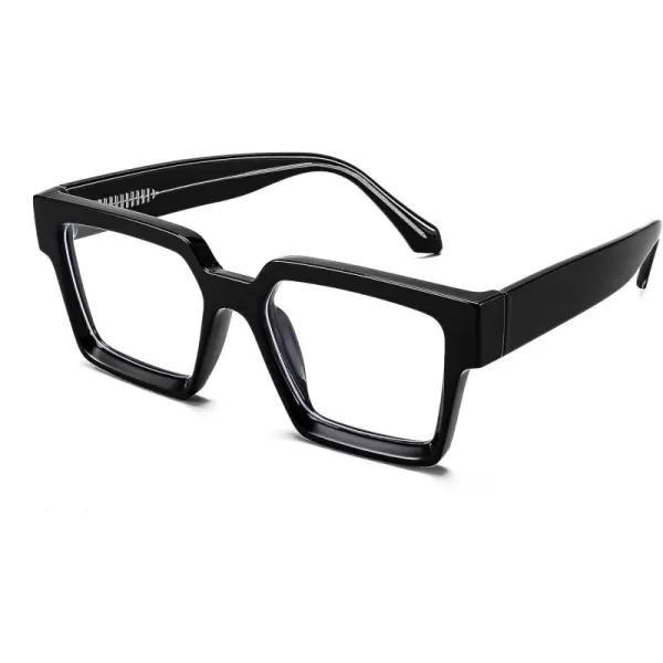 FEISEDY Blue Light Blocking Glasses for Women Men TR Retro Square Anti Eyestrain Glasses Rectangle Chic Look Frame B0037001  Black