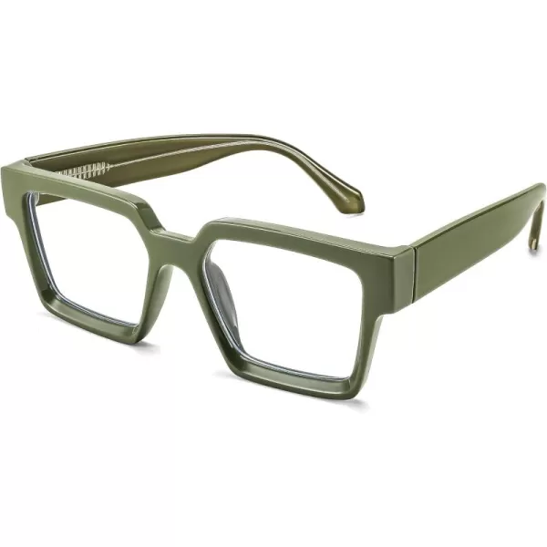 FEISEDY Blue Light Blocking Glasses for Women Men TR Retro Square Anti Eyestrain Glasses Rectangle Chic Look Frame B0037002  Green