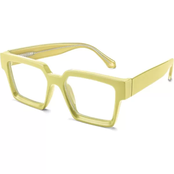 FEISEDY Blue Light Blocking Glasses for Women Men TR Retro Square Anti Eyestrain Glasses Rectangle Chic Look Frame B0037003  Yellow