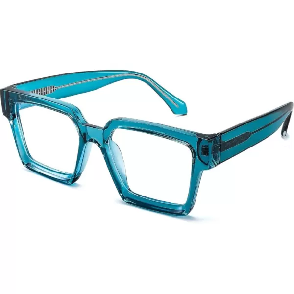 FEISEDY Blue Light Blocking Glasses for Women Men TR Retro Square Anti Eyestrain Glasses Rectangle Chic Look Frame B0037006  Blue