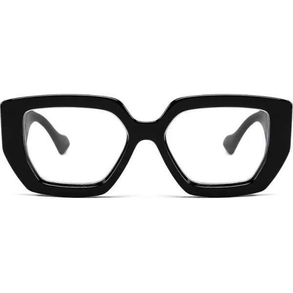 FEISEDY Blue Light Glasses for Women Oversized Square Thick Frame Computer Eyeglass Anti Eyestrain B4129Black