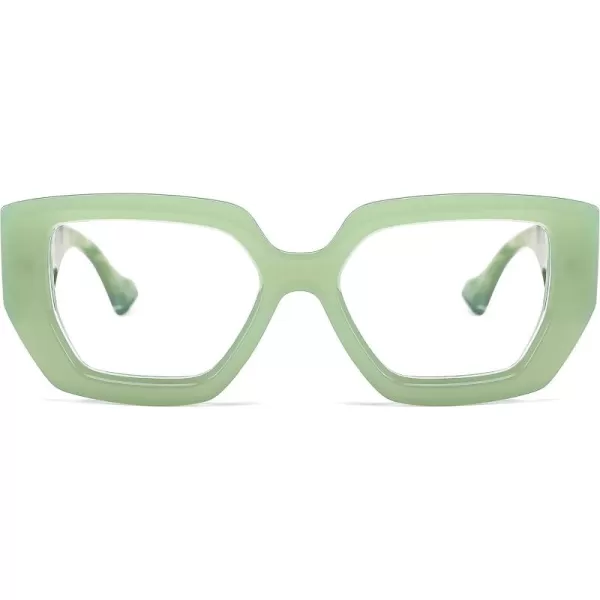 FEISEDY Blue Light Glasses for Women Oversized Square Thick Frame Computer Eyeglass Anti Eyestrain B4129Green