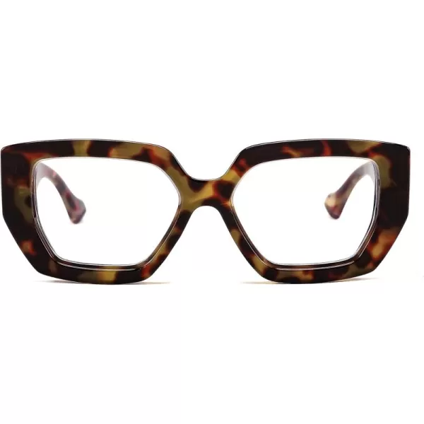 FEISEDY Blue Light Glasses for Women Oversized Square Thick Frame Computer Eyeglass Anti Eyestrain B4129Leopard