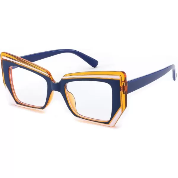 FEISEDY Cat Eye Frame Glasses for Women Men Blue Light Blocking Glasses Anti Glare Computer Eyeglasses B9125Blue