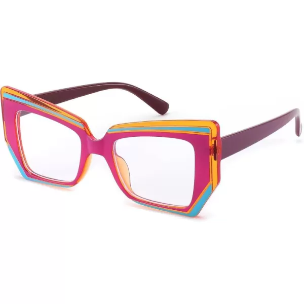 FEISEDY Cat Eye Frame Glasses for Women Men Blue Light Blocking Glasses Anti Glare Computer Eyeglasses B9125Red