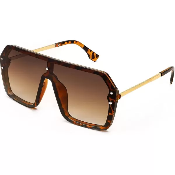 FEISEDY Classic Siamese One Piece Sunglasses Nice Rimless Stylish Retro Design for Women Men B257402 Leopard