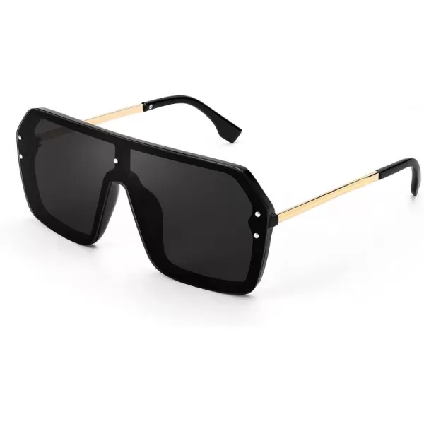 FEISEDY Classic Siamese One Piece Sunglasses Nice Rimless Stylish Retro Design for Women Men B257403 Black