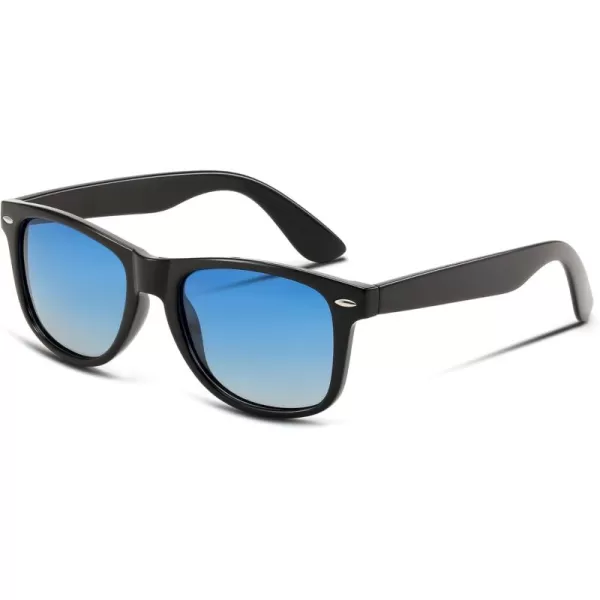 FEISEDY Classic Square Retro Polarized Sunglasses Women Men 80s Sun Glasses Trendy UV400 B1858Black  Gradual Blue