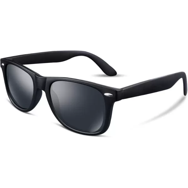 FEISEDY Classic Square Retro Polarized Sunglasses Women Men 80s Sun Glasses Trendy UV400 B1858Frosted Black Frame  Grey Lens