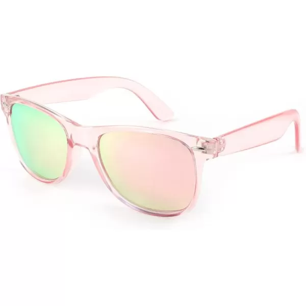 FEISEDY Classic Square Retro Polarized Sunglasses Women Men 80s Sun Glasses Trendy UV400 B1858Pink Frame  Pink Mirror Lens