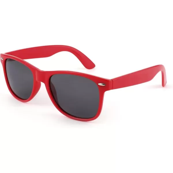 FEISEDY Classic Square Retro Polarized Sunglasses Women Men 80s Sun Glasses Trendy UV400 B1858Red Frame  Grey Lens