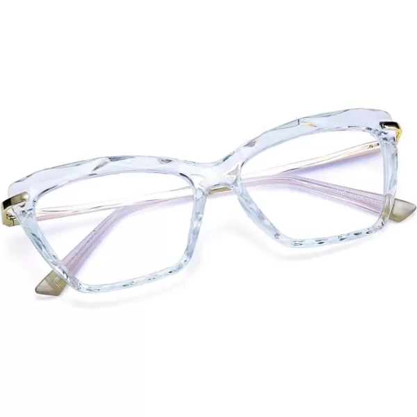 FEISEDY Crystal Cat Eye Glasses Frame Blue Light Blocking Computer Eyewear B2500Blue Crystal