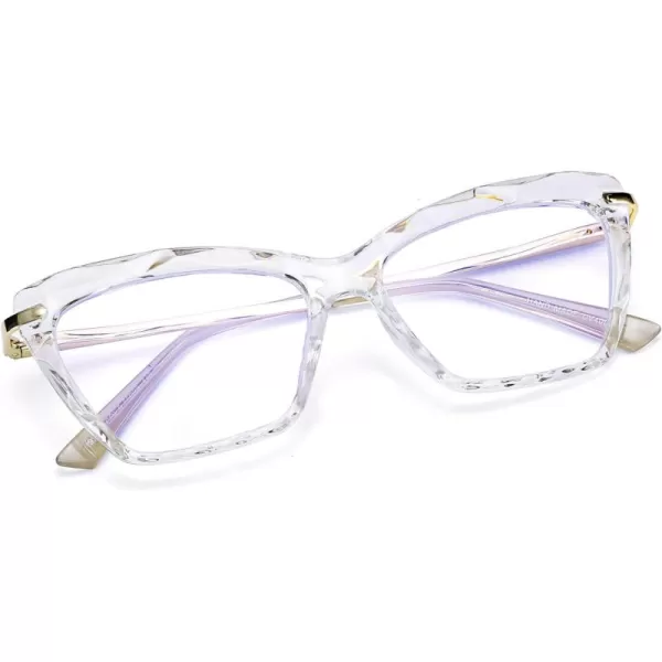 FEISEDY Crystal Cat Eye Glasses Frame Blue Light Blocking Computer Eyewear B2500Clear Crystal