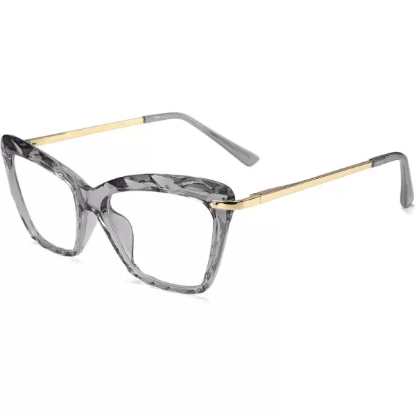 FEISEDY Crystal Cat Eye Glasses Frame Blue Light Blocking Computer Eyewear B2500Grey