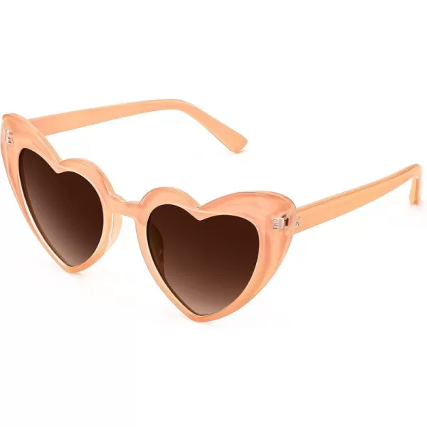 FEISEDY Heart Sunglasses for Women Pink Heart Sunglasses Red Heart Sunglasses Fashion Heart Shaped Glasses B2421POrangeGradual Tea Lens