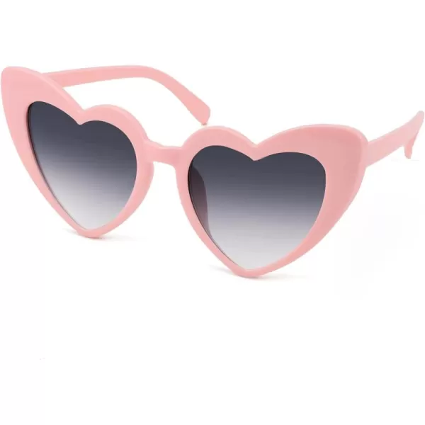 FEISEDY Heart Sunglasses for Women Pink Heart Sunglasses Red Heart Sunglasses Fashion Heart Shaped Glasses B2421PPinkGradient Gray Lenses