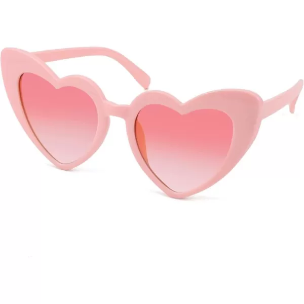 FEISEDY Heart Sunglasses for Women Pink Heart Sunglasses Red Heart Sunglasses Fashion Heart Shaped Glasses B2421PPinkGradient Pink Lenses