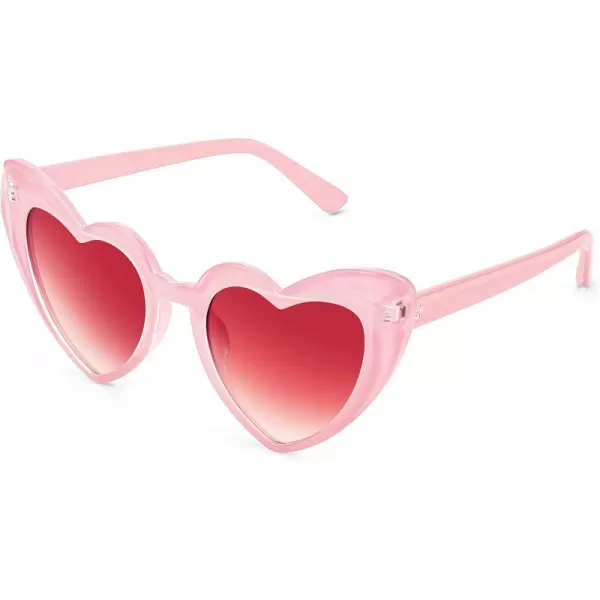 FEISEDY Heart Sunglasses for Women Pink Heart Sunglasses Red Heart Sunglasses Fashion Heart Shaped Glasses B2421PPinkGradual Pink Lens