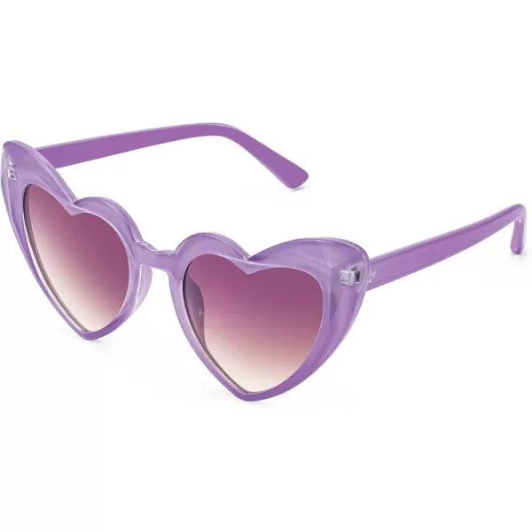 FEISEDY Heart Sunglasses for Women Pink Heart Sunglasses Red Heart Sunglasses Fashion Heart Shaped Glasses B2421PPurplePinkyellow Lens