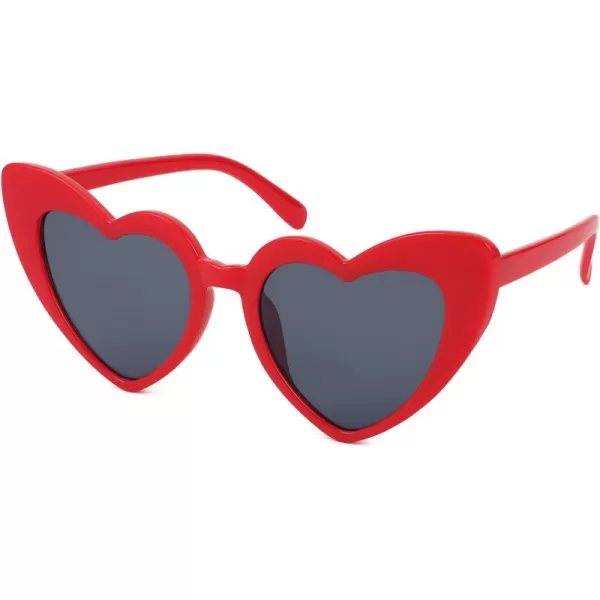 FEISEDY Heart Sunglasses for Women Pink Heart Sunglasses Red Heart Sunglasses Fashion Heart Shaped Glasses B2421PRed