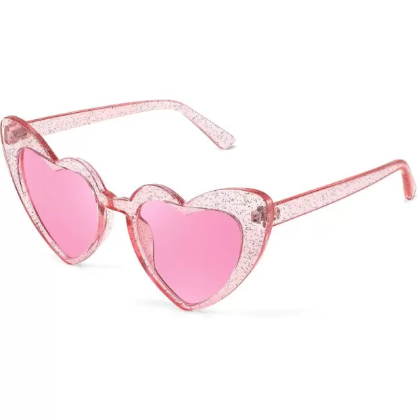 FEISEDY Heart Sunglasses for Women Pink Heart Sunglasses Red Heart Sunglasses Fashion Heart Shaped Glasses B2421PTransparency Pink