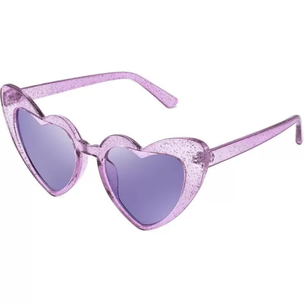FEISEDY Heart Sunglasses for Women Pink Heart Sunglasses Red Heart Sunglasses Fashion Heart Shaped Glasses B2421PTransparency Purple