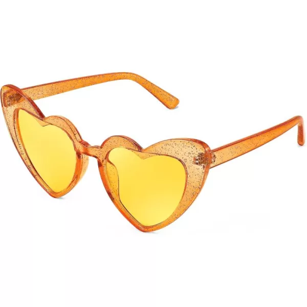 FEISEDY Heart Sunglasses for Women Pink Heart Sunglasses Red Heart Sunglasses Fashion Heart Shaped Glasses B2421PTransparency Yellow