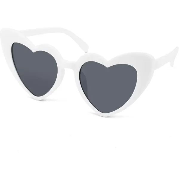 FEISEDY Heart Sunglasses for Women Pink Heart Sunglasses Red Heart Sunglasses Fashion Heart Shaped Glasses B2421PWhite
