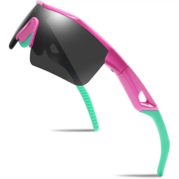 FEISEDY Kids Teens Baseball Polarized Sunglasses Sports TR90 Frame Boys Girls Cycling B2454Pink