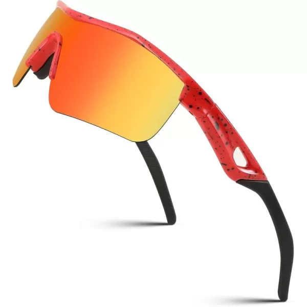 FEISEDY Kids Teens Baseball Polarized Sunglasses Sports TR90 Frame Boys Girls Cycling B2454Spot Red