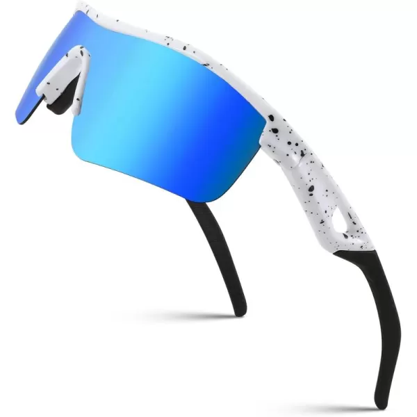 FEISEDY Kids Teens Baseball Polarized Sunglasses Sports TR90 Frame Boys Girls Cycling B2454Spot Whiteblue