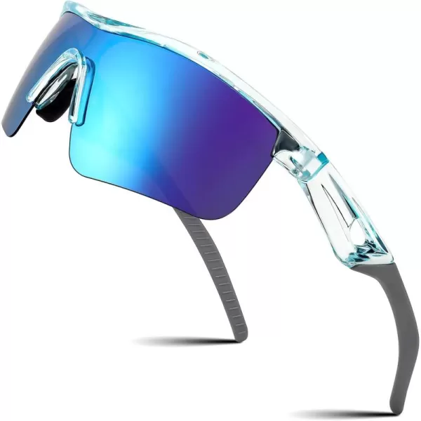 FEISEDY Kids Teens Baseball Polarized Sunglasses Sports TR90 Frame Boys Girls Cycling B2454Transparent Blueblue