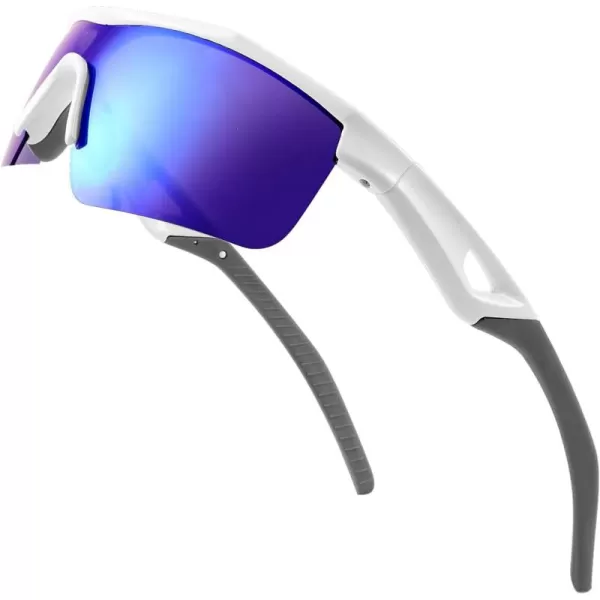 FEISEDY Kids Teens Baseball Polarized Sunglasses Sports TR90 Frame Boys Girls Cycling B2454Whiteblue