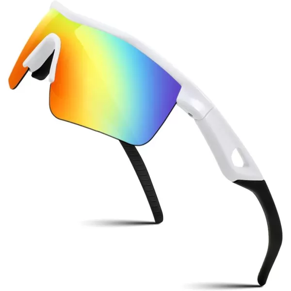 FEISEDY Kids Teens Baseball Polarized Sunglasses Sports TR90 Frame Boys Girls Cycling B2454Whitered
