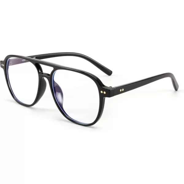 FEISEDY Lightweight Pilot Glasses Frame Blue Light Blocking Glasses Women Men Oversized Square Computer Glasses B2387Black