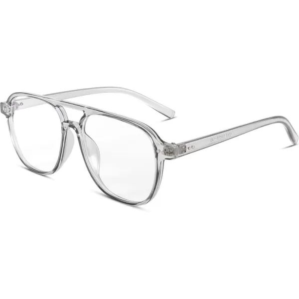 FEISEDY Lightweight Pilot Glasses Frame Blue Light Blocking Glasses Women Men Oversized Square Computer Glasses B2387Grey
