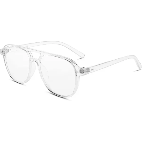 FEISEDY Lightweight Pilot Glasses Frame Blue Light Blocking Glasses Women Men Oversized Square Computer Glasses B2387Transparent