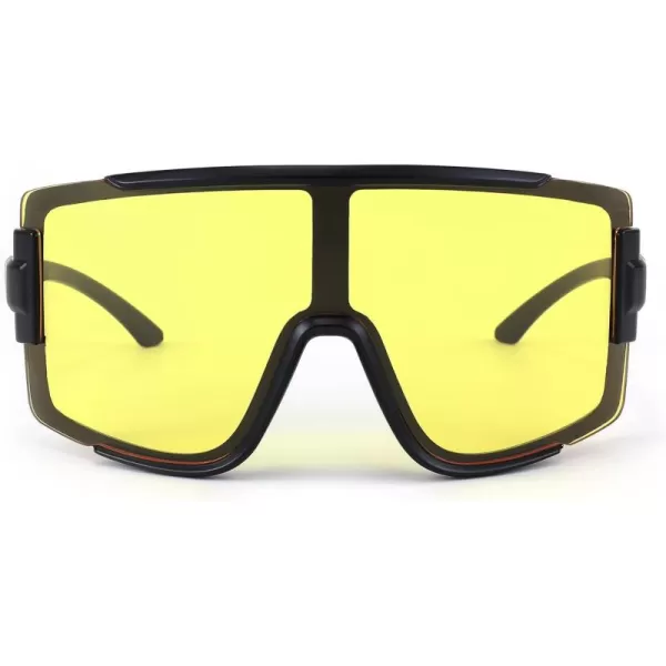 FEISEDY Men Women Sunglasses 80s Sport Cycling Baseball Glasses for Youth Teens Running Softball B4057Yellow