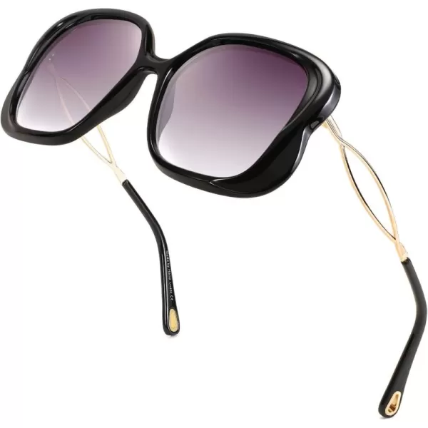 FEISEDY Oversized Butterfly Sunglasses for Women Fashion Charming Ladies Sunglass B2705Black
