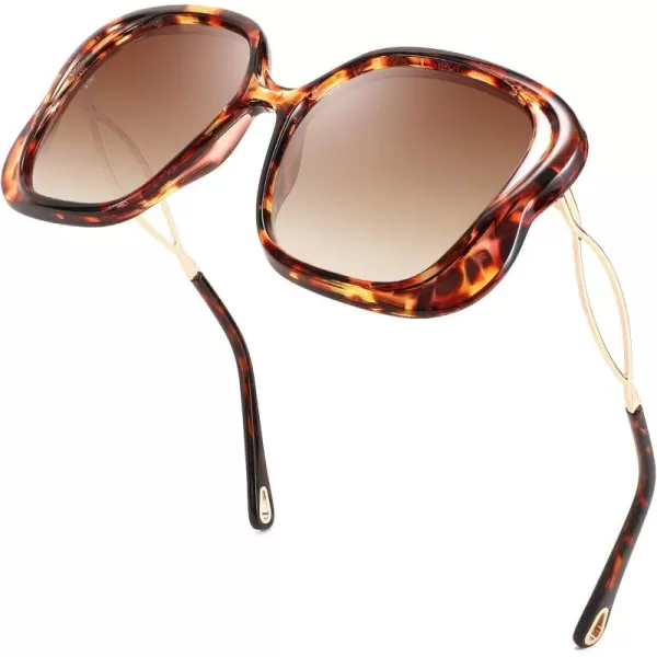 FEISEDY Oversized Butterfly Sunglasses for Women Fashion Charming Ladies Sunglass B2705Leopard
