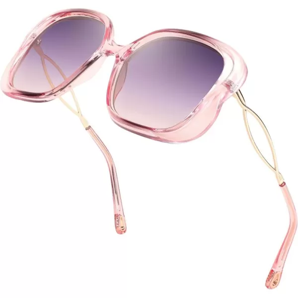 FEISEDY Oversized Butterfly Sunglasses for Women Fashion Charming Ladies Sunglass B2705Pinkpurple