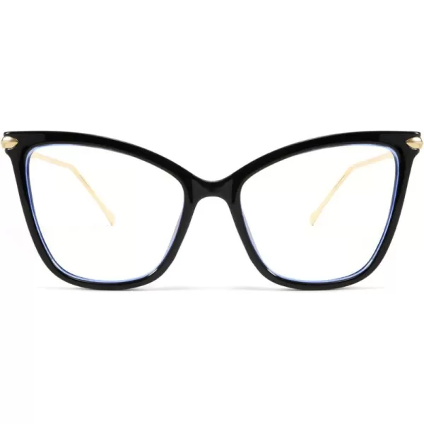 FEISEDY Oversized Cat Eye Glasses Frame Blue Light Blocking Eyewear for Women B2589001 Black