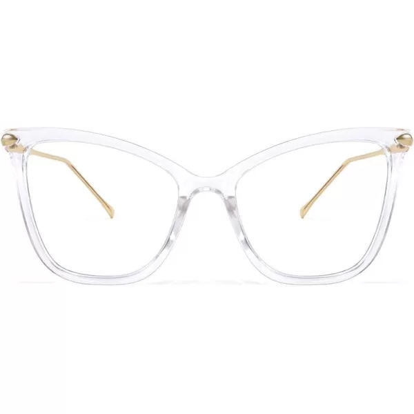 FEISEDY Oversized Cat Eye Glasses Frame Blue Light Blocking Eyewear for Women B2589004 Transparent