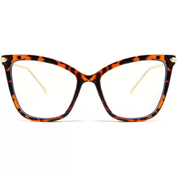 FEISEDY Oversized Cat Eye Glasses Frame Blue Light Blocking Eyewear for Women B2589005 Leopard