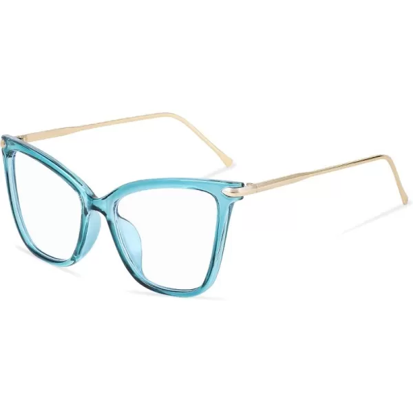 FEISEDY Oversized Cat Eye Glasses Frame with Clear Lenses Eyewear for Women B2460Lake Blue